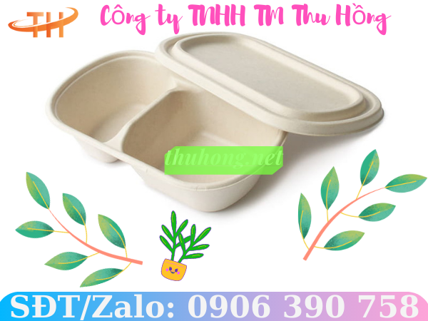 Hộp cơm bã mía 2 ngăn tiện lợi