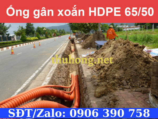 Ống nhựa HDPE gân xoắn màu cam