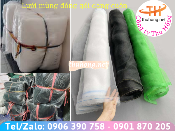 lưới mùng đủ màu xanh trắng đen đóng gói dạng cuộn