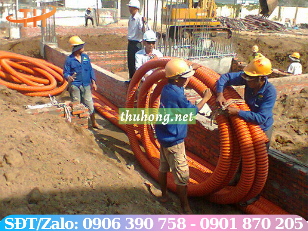 lắp ngầm ống nhựa HDPE gân xoắn