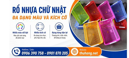 Rổ nhựa chữ nhật nhiều màu tiện dụng giá sỉ cho cửa hàng, đại lý