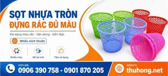 Sọt rác nhựa tròn nhiều màu giá sỉ cho gia đình, văn phòng