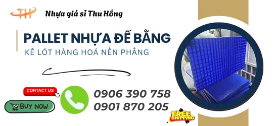 Pallet nhựa đế bằng không chân dùng kê hàng nền phẳng giá sỉ