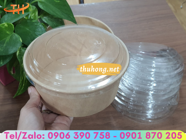 Tô giấy kèm nắp đậy nhựa PET trong