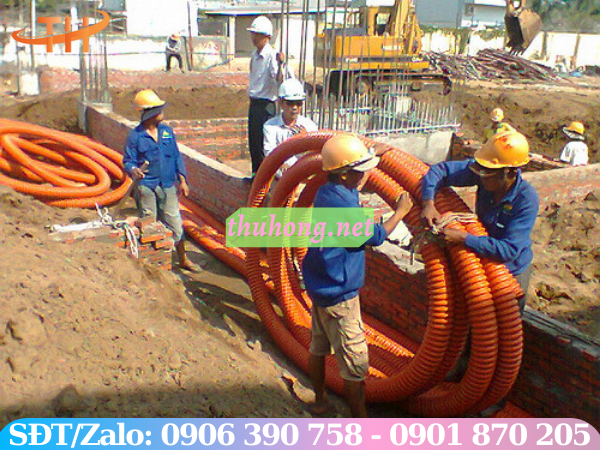 Ống nhựa HDPE gân xoắn dùng vào công trình ngầm