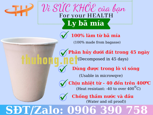 Ưu điểm của ly bã mía