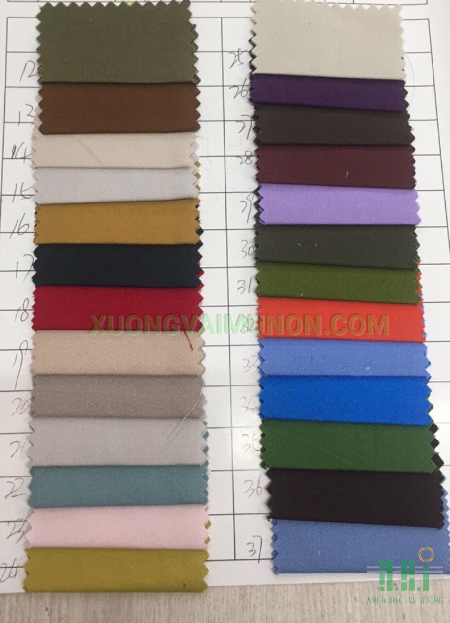 Bảng màu vải kaki Bảng màu vải kaki