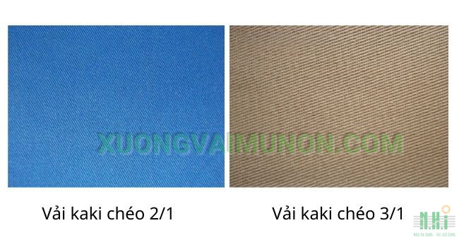 Vải kaki chéo 2/1 và vải chéo 3/1 Vải kaki chéo 2/1 và vải chéo 3/1