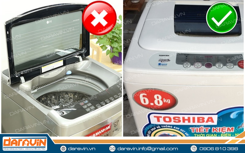 Chú ý phần nắp máy giặt phải được đóng trước khi được vận chuyển Chú ý phần nắp máy giặt phải được đóng trước khi được vận chuyển