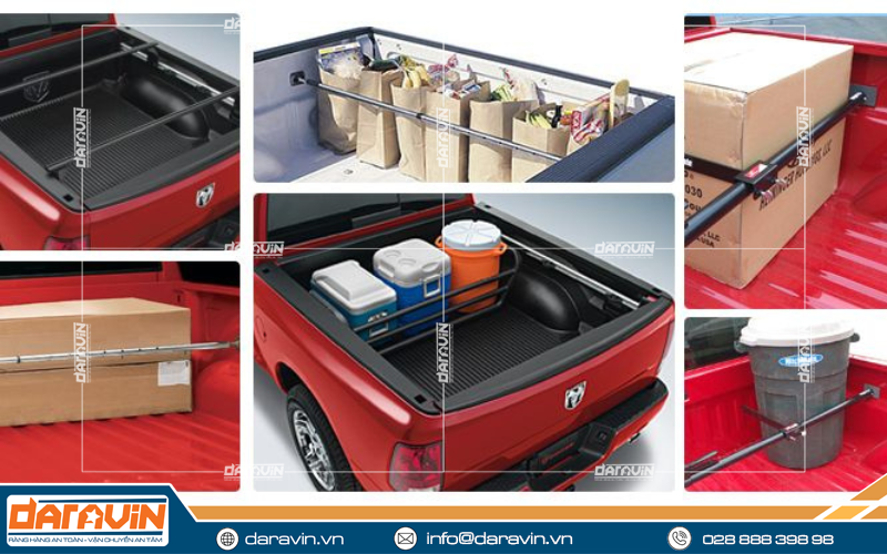 Có rất nhiều cách ứng dụng thanh chắn thùng xe bán tải để sắp xếp hàng hóa Có rất nhiều cách ứng dụng thanh chắn thùng xe bán tải để sắp xếp hàng hóa