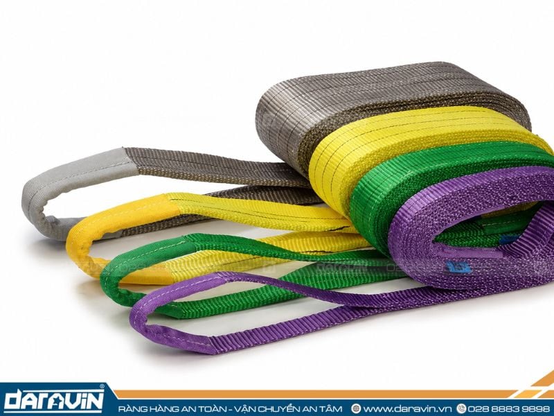 Dây cáp vải bản dẹt có thiết kế bản dệt phẳng, nhiều lớp, phù hợp cho các nhu cầu nâng hạ với tải trọng từ 1 đến 10 tấn
