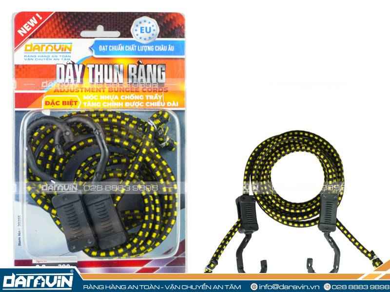 Dây thun ràng tăng chỉnh DARAVIN là giải pháp cố định hàng hóa tiện lợi với khả năng tăng giảm độ dài linh hoạt, bền chắc và tái sử dụng nhiều lần