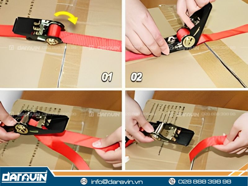 Hình ảnh hướng dẫn thao tác  dây tăng đơ chằng hàng