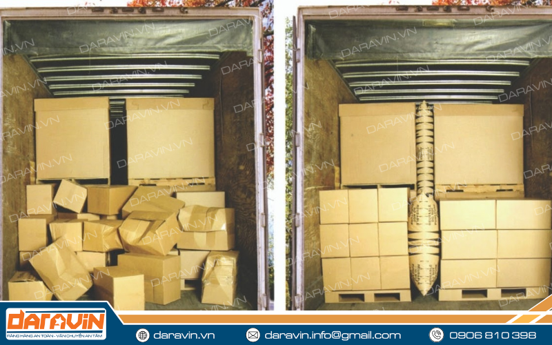 Hình ảnh thực tế trường hợp có sử dụng túi khí và không sử dụng túi khí chèn lót Hình ảnh thực tế trường hợp có sử dụng túi khí và không sử dụng túi khí chèn lót