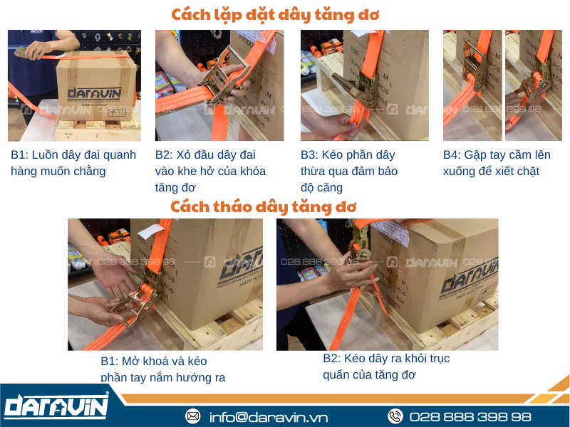 Hướng dẫn cách sử dụng dây chằng hàng khóa tăng đơ