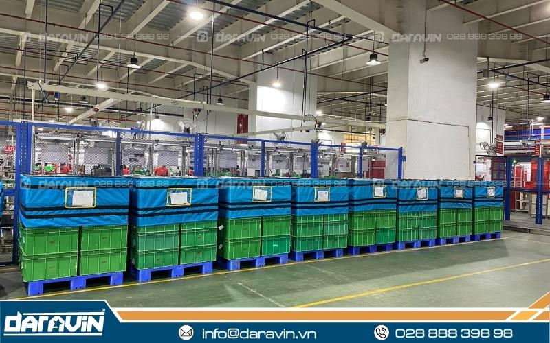 Lưới quấn pallet DARAVIN giúp pallet luôn thông thoáng, hạn chế đọng ẩm và bảo vệ chất lượng hàng thực phẩm trong kho mát, kho lạnh