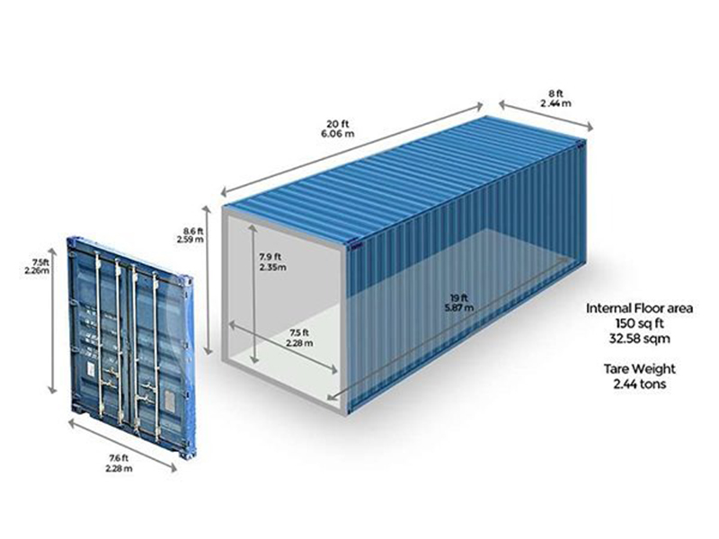 Các thông số kích thước chuẩn trên thùng container để làm lưới chắn container Các thông số kích thước chuẩn trên thùng container để làm lưới chắn container