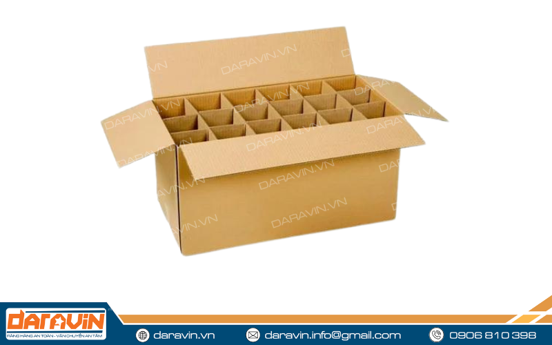 Loại thùng giấy carton chia ngăn giúp đóng gói hàng dễ vỡ Loại thùng giấy carton chia ngăn giúp đóng gói hàng dễ vỡ