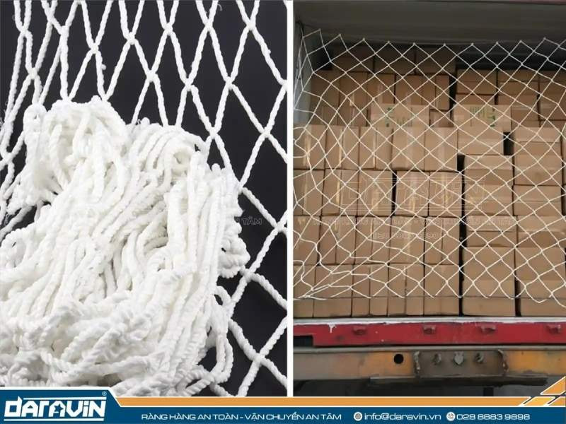 Tổng quan lưới chắn container sợi dù phi 4 mắt 10cm