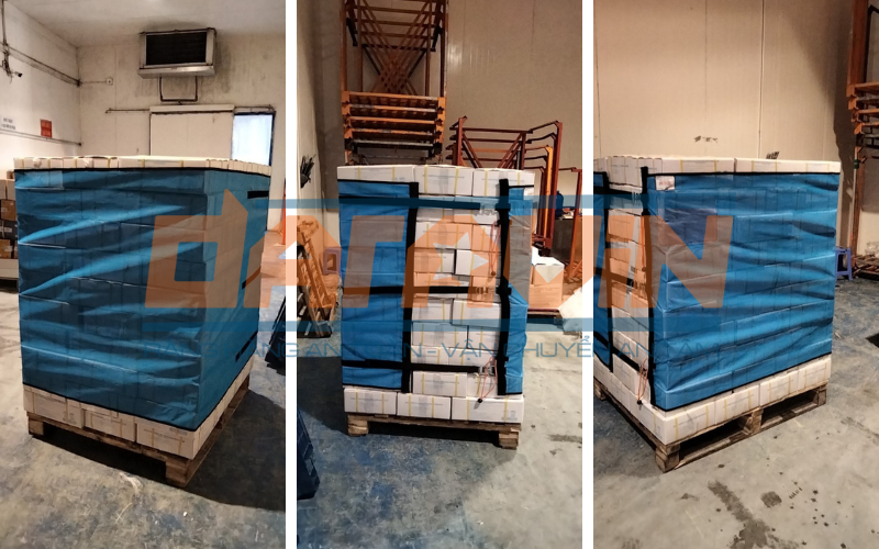 Lưới quấn pallet cho hàng thủy sản kho lạnh của công ty Thanh Hào Seafood tại Vũng Tàu Lưới quấn pallet cho hàng thủy sản kho lạnh của công ty Thanh Hào Seafood tại Vũng Tàu