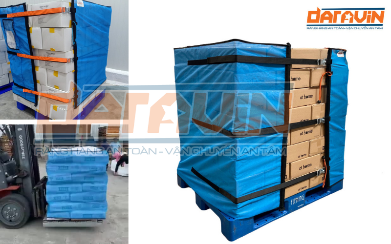 Lưới quấn pallet khóa xiết móc gài V2 được cải tiến để sử dụng cho ngành hàng trong kho lạnh Lưới quấn pallet khóa xiết móc gài V2 được cải tiến để sử dụng cho ngành hàng trong kho lạnh