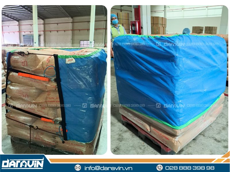 Lưới quấn pallet tái sử dụng có viền thun bảo vệ hàng hóa an toàn