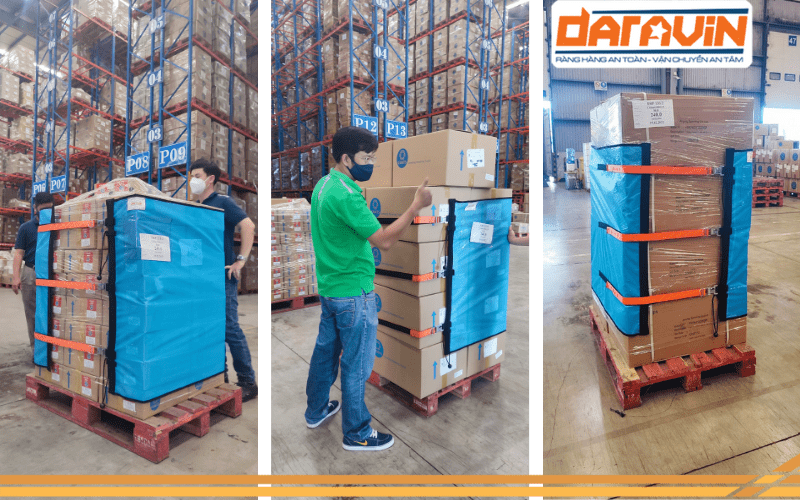 Mẫu lưới quấn pallet Daravin thiết kế sử dụng được cho tất cả kích thước pallet trong buổi test Mẫu lưới quấn pallet Daravin thiết kế sử dụng được cho tất cả kích thước pallet trong buổi test