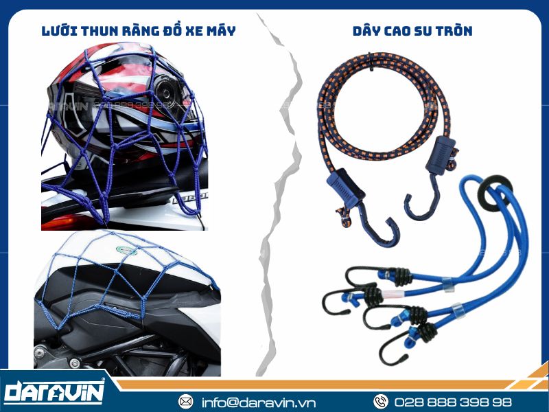 Nên chọn lưới thun ràng đồ xe máy hay dây thun cao su tròn?