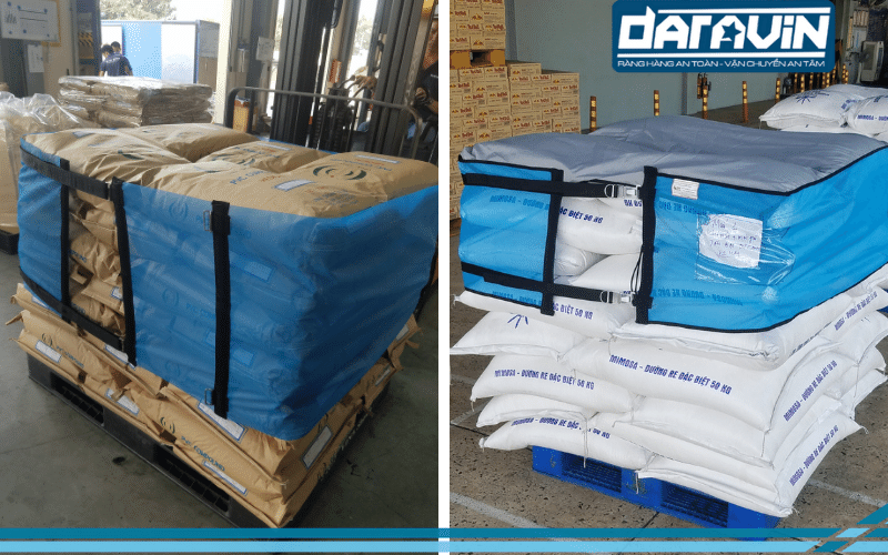 Sau khi hàng hóa được xếp xong kết hợp với phương án sử dụng lưới quấn pallet giúp tiết kiệm tối đa thời gian và nhân công thao tác Sau khi hàng hóa được xếp xong kết hợp với phương án sử dụng lưới quấn pallet giúp tiết kiệm tối đa thời gian và nhân công thao tác
