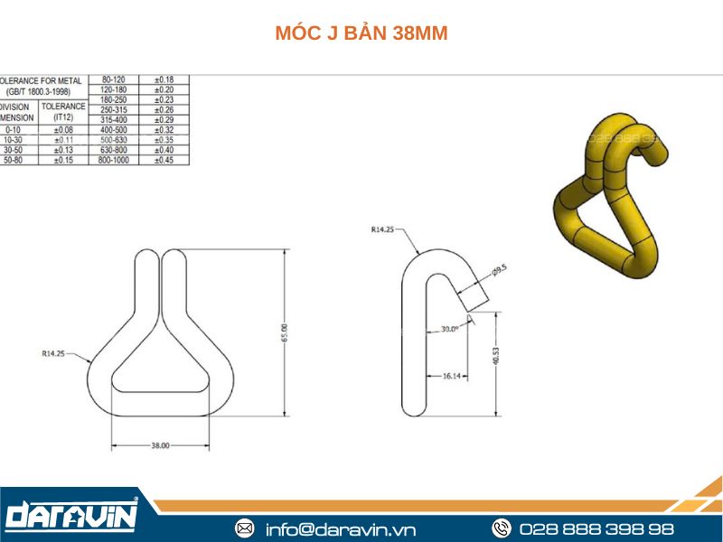 Thông số kỹ thuật móc j bản 38mm tải trọng 2 tấn,
