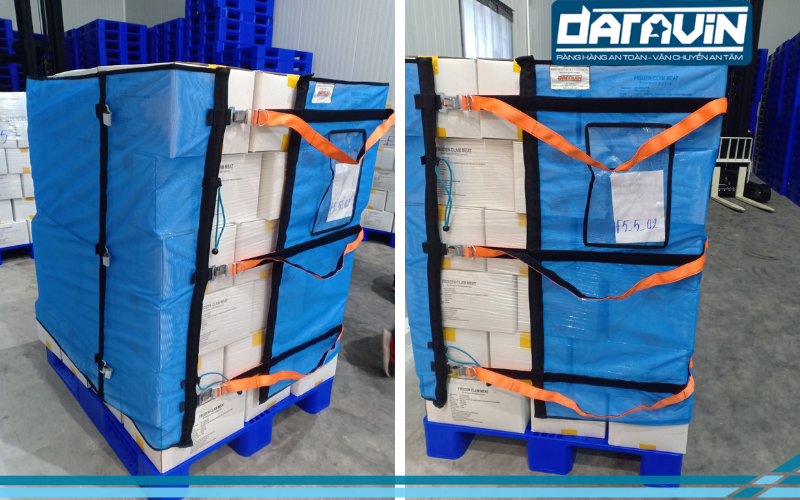 Thực tế mẫu lưới quấn pallet sau khi được cải tiến tại kho hàng của công ty Hải Trí Thực tế mẫu lưới quấn pallet sau khi được cải tiến tại kho hàng của công ty Hải Trí