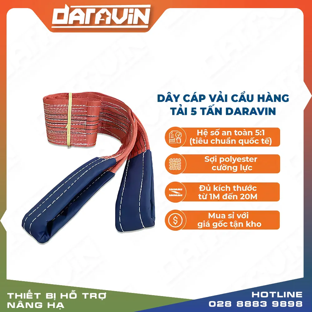 Dây Cáp Vải Cẩu Hàng Tải 5 Tấn