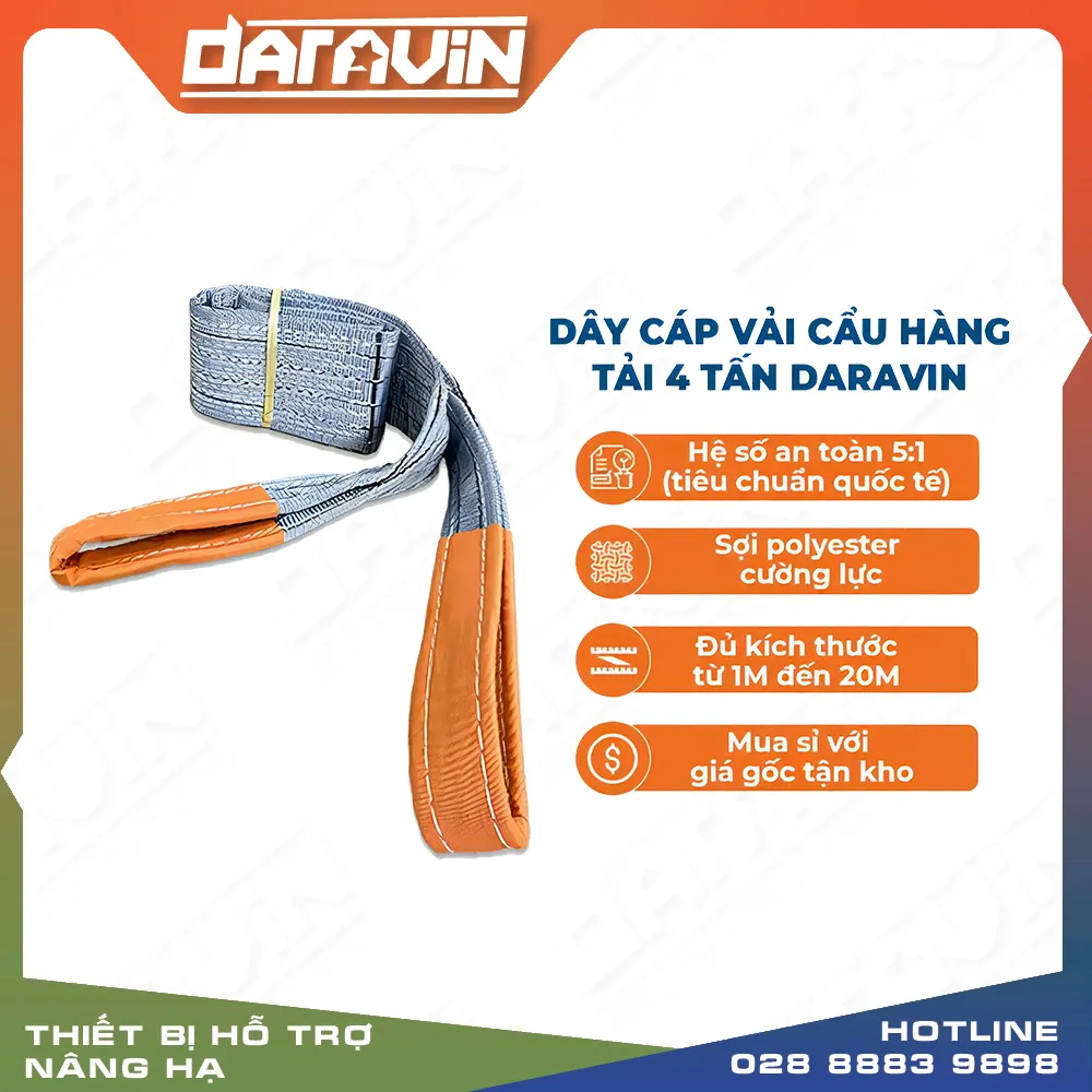 Dây Cáp Vải Cẩu Hàng Tải 4 Tấn