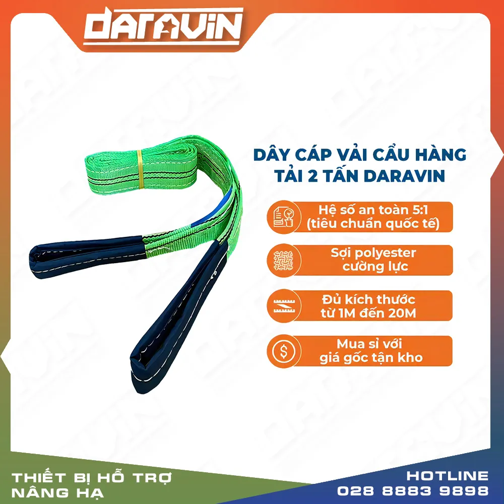 Dây Cáp Vải Cẩu Hàng Tải 2 Tấn
