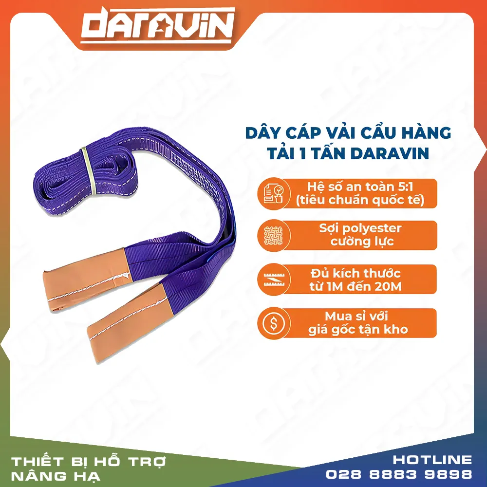 Dây Cáp Vải Cẩu Hàng Tải 1 Tấn
