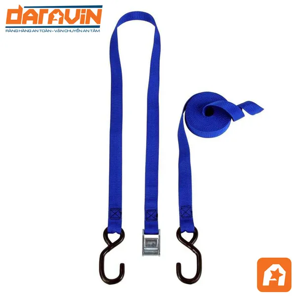 Dây Chằng Hàng Khóa Cam Tải 250kg Bản 25mm Móc S