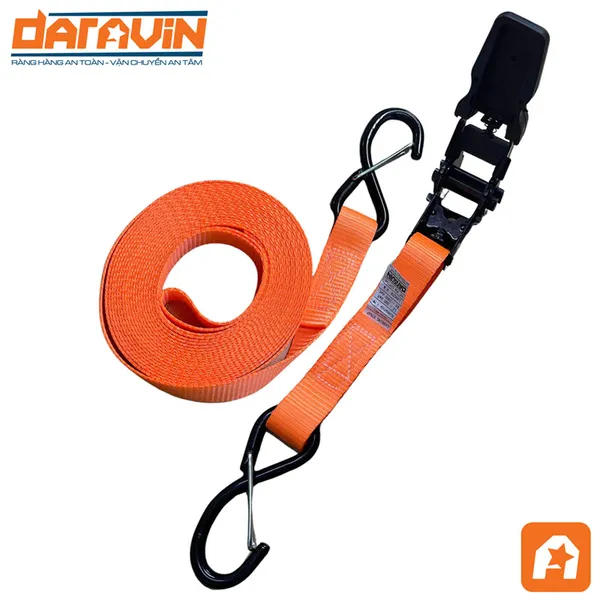 Dây tăng đơ cán nhựa bản 25mm tải 650kg móc S chống tháo
