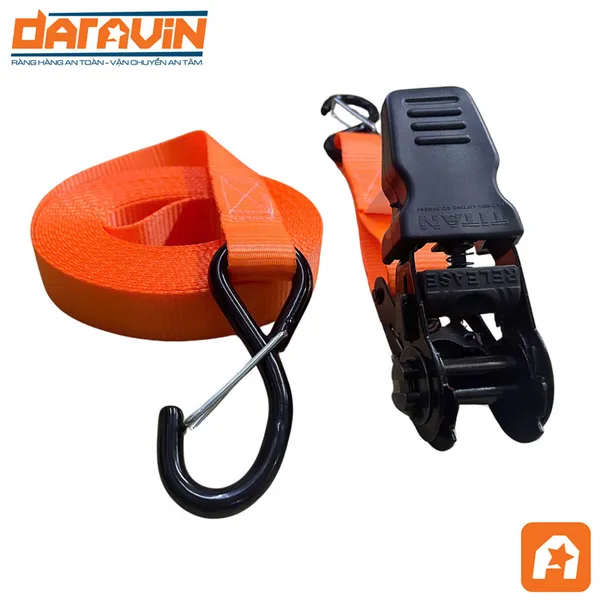 Dây tăng đơ cán nhựa bản 25mm tải 650kg móc S chống tháo