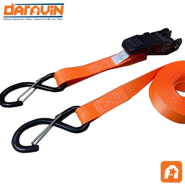 Dây tăng đơ cán nhựa bản 25mm tải 650kg móc S chống tháo