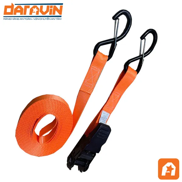 Dây tăng đơ cán nhựa bản 25mm tải 650kg móc S chống tháo