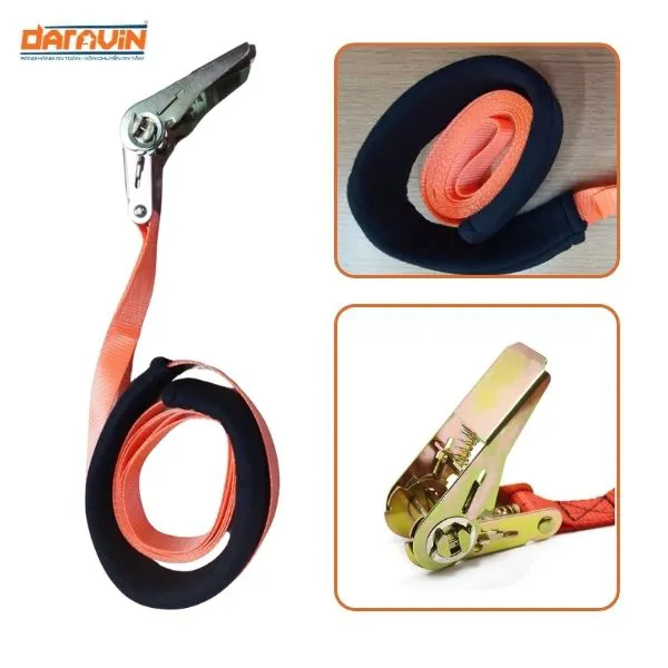 Dây tăng đơ chằng hàng bản 25mm tải 800kg không móc có ống lót