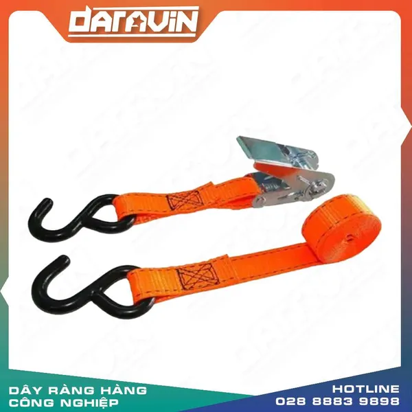 Dây tăng đơ vải chằng hàng bản 25mm tải 800kg móc S