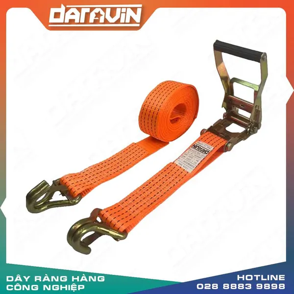 Dây tăng đơ vải chằng hàng bản 50mm tải 5 tấn móc J có chốt