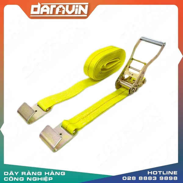 Dây tăng đơ chằng hàng cán nhôm bản 50mm tải 5 tấn móc Flat