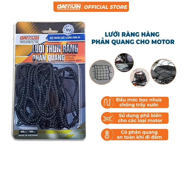 Lưới thun ràng đồ xe máy có phản quang 40 x 40cm