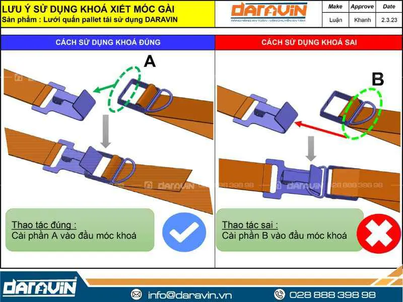 Hướng dẫn sử dụng lưới quấn pallet tái sử dụng có 2 nấc xiết