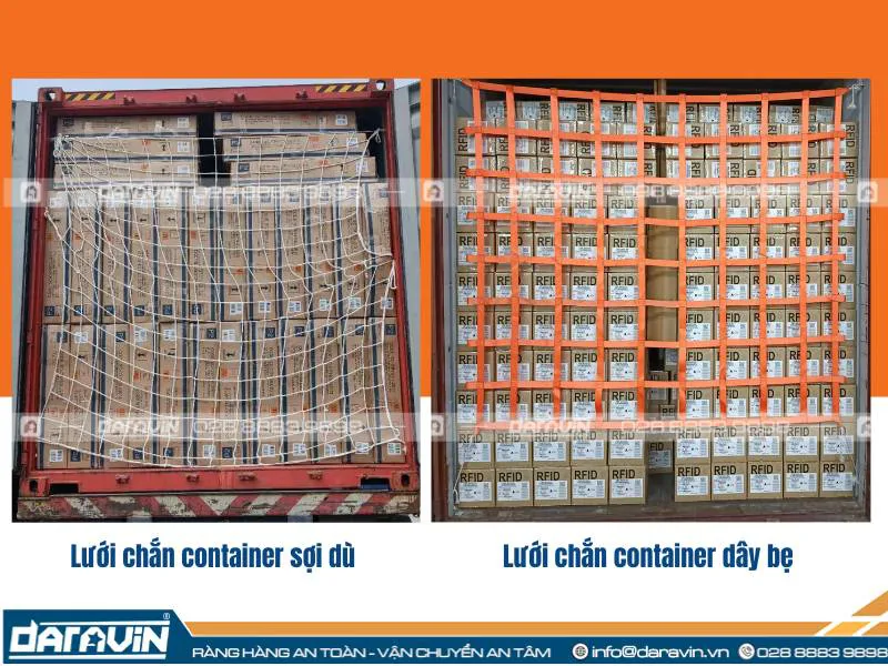 Sự khác biệt của lưới chắn container dây bẹ với lưới chắn container sợi dù