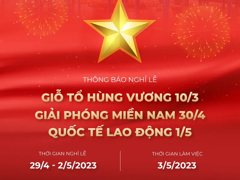 THÔNG BÁO LỊCH NGHỈ LỄ 30/4 VÀ 1/5 NĂM 2023 CỦA THƯƠNG HIỆU DARAVIN