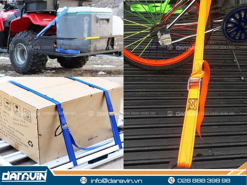 Ứng dụng của dây chằng khóa cam bản 35mm không móc tải 650kg