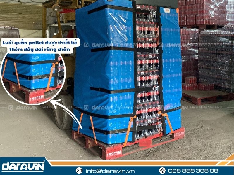 Ưu điêm khi sử dụng lưới quấn pallet tái sử dụng có ràng chân